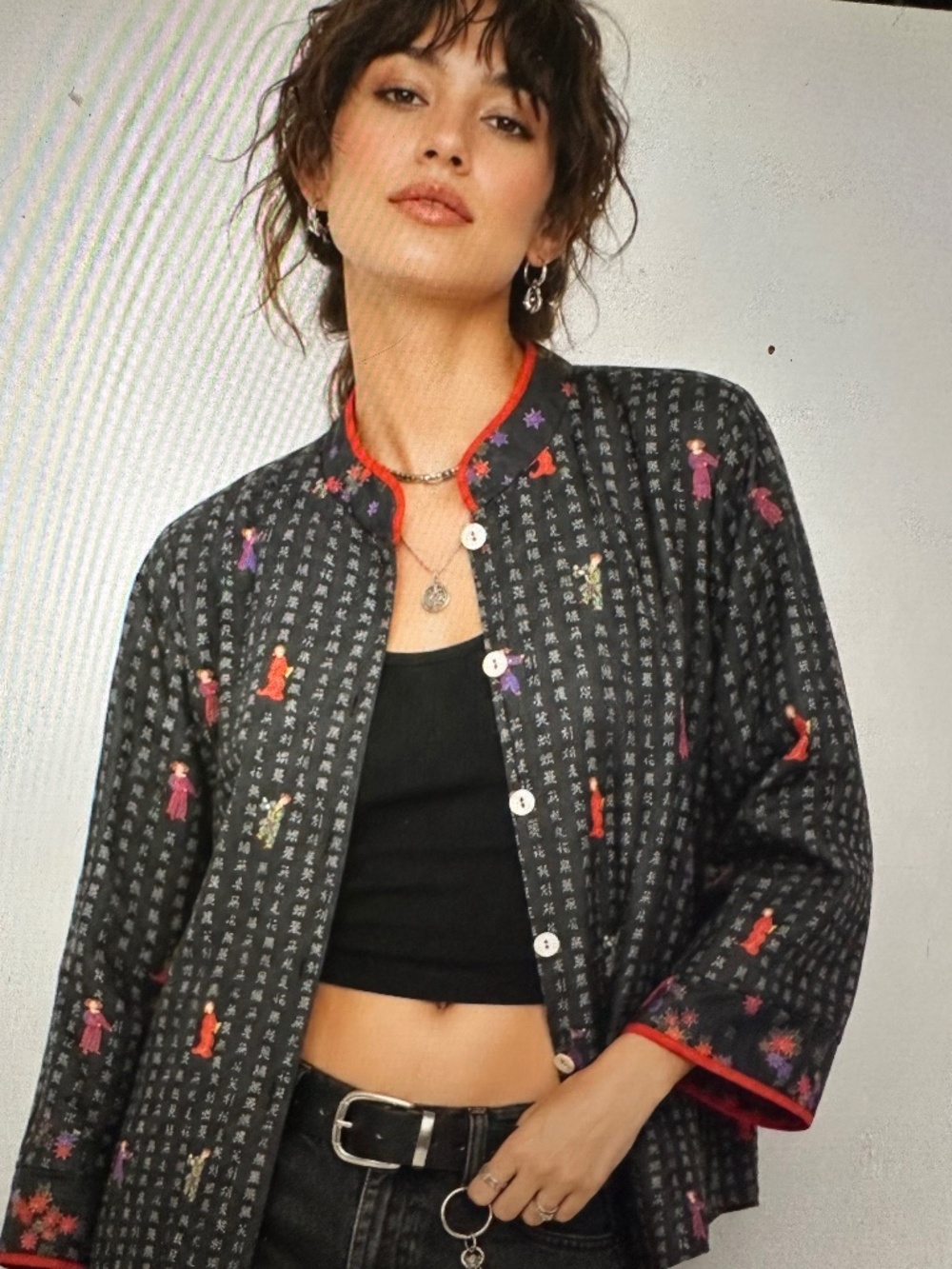 Chico’s silk Asian Inspired Jacket, Top